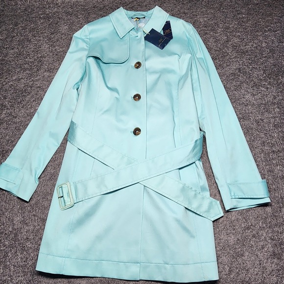Brooks Brothers Jackets & Blazers - Brooks Brothers Womens Pastel Blue Belted Mid Length Trench Coat Lined 4 NWT